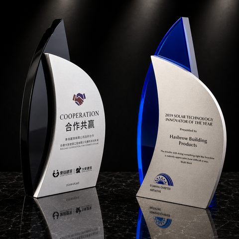 Curved Sail Partnership Award - custom acrylic awards with your logo